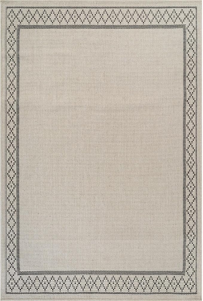 Easy Jute Rugs 4x6 Frame Bone Color Living Room Indoor Outdoor Area Rug for Patio and Kitchen Rug High Traffic Washable Easy to Clean Solid Boho Woven Design Carpet (4 x 6)