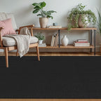 KOZYFLY Rugs for Entryway 3x5 ft Washable Area Rug Non Slip Rubber Backed Entry Rug Woven Indoor Door Mat Cotton Kitchen Rugs Floor Carpet for Entryway, Foyer, Backdoor, Black/Dark Grey