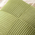 MIULEE Green Decorative Throw Pillow Covers 18x18 Inch for Couch Bed Sofa Spring Decor Pack of 2 Boho Farmhouse Throw Pillows Soft Cross Corduroy Patchwork Textured Cushion Cases