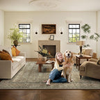 Washable Area Rugs for Living Room: 5x7 Bedroom Rug Boho Vintage Rugs Stain Resistant Non Slip Low Pile Lightweight Soft Carpets for Dining Room Kitchen Nursery Kids Room Farmhouse Living Room