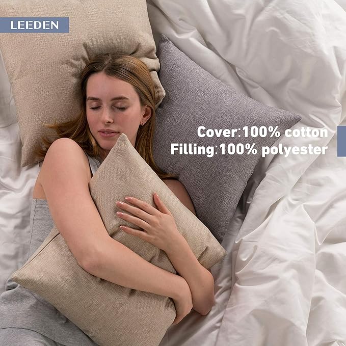 Leeden 18 x 18 Pillow Inserts (Set of 2) - Throw Pillow Inserts with 100% Cotton Cover - 18 Inch Square Decorative Pillows for Sofa, Couch, Bed and Home Decor