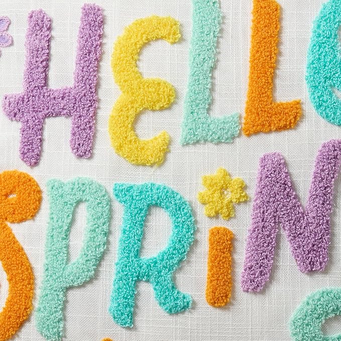 Hallmark Decorative Pillow for Couch or Bed, Reversible Hello Spring Pillow, Easter Decor, 18" x 18"