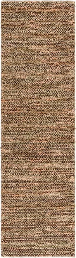 SAFAVIEH Natural Fiber Couture Collection Runner Rug - 2'3" x 8', Green & Natural, Handmade Jute, Ideal for Living Room, Hallway, Foyer, Bedroom (NFC101Y-28)