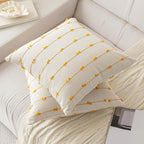 Boho Throw Pillow Covers 20x20 Set of 2 Modern Farmhouse Decorative Cushion Case Tufted Linen Square Pillows Cover Neutral Pillow Cases Accent Pillowcase for Sofa,Couch,Bed,Beige and Yellow