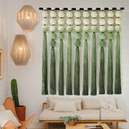 IOWER Macramé Wall Hanging Macrame Wall Decor Green Dip Dye 39" Wx39 L Sphericity Cotton Textile Wall Art Large Art Yarn Wall Hanging For Living Room Wedding
