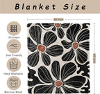 HIWX Boho Abstract Floral Blanket, Modern Abstract Boho Black Flower Throw Blanket for Home Living Room Bedroom Couch Bed Decor, 50x60 Inches