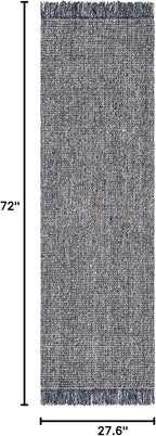 SAFAVIEH Natural Fiber Collection Runner Rug - 2'3" x 6', Charcoal & Natural, Handmade Woven Fringe Jute, Ideal for High Traffic Areas in Living Room, Bedroom (NF826H)