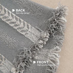 Boho Sofa Covers for 3 Cushion Couch, Couch Cover for Dogs, Loveseat Cover Soft Throw Blankets with Tassels(Striped Grey, 71x134)