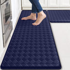 Kitchen Mats, 2PCS Kitchen Rugs, Cushioned Anti Fatigue Kitchen Mats for Floor, Non-Slip Standing Desk Mat, Waterproof Kitchen Rug Set for Kitchen, Floor, Office,17.3"×30"+17.3"×59",Blue