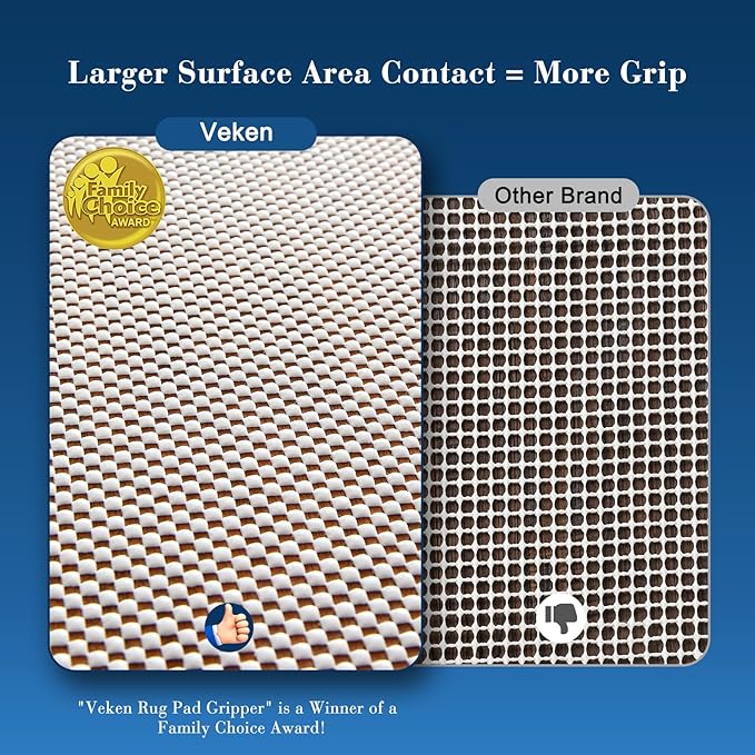 Veken 6x9 Ft Rug Pad Gripper for Hardwood Floors, Non Slip Rug Pads for Area Rugs, Thick Rug Grippers for Tile Floors, Under Carpet Anti Skid Mat, Keep Your Rugs Safe and in Place