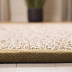 SAFAVIEH Area Rug 5x8 - Natural Fiber Collection - Natural & Olive Green, Seagrass, Basketweave Pattern with Border (NF114G)