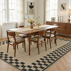 5x7 Jute Rug for Living Room: Farmhouse Carpet Indoor Outdoor Washable Non Slip Area Rug for Bedroom Patio Backyard Dining Room Table Home Office - Checkered Brown