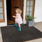 Lahome Neutral Geometric 3x5 Easy Jute Rug, Washable Rugs for Bedroom Entryway Outdoor Patio Porch Carpet, Farmhouse Rhombus Non Slip Non Shedding Black Carpet for Kitchen Entrance Balcony