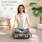 6" Washable Floor Pillow Cushion for Adults, Meditation Cushion Pillow, Removable Tufted Blended Corduroy Cover, Large Square Floor Sitting for Tatami Living Room or Yoga, 2Pack, Machine Washable
