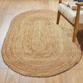 Chardin home Hand Woven Natural Jute Braided Area Rug – 3x5 Feet Oval | Vintage Boho Reversible Rug for Living Room, Bedroom, Dining Area, Entryway | Farmhouse Natural Fiber Floor Covering