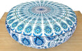 Large Hippie Mandala Round Floor Pillow Cover Ottoman Pouf Cover Daybed Cotton Cushion Cover with Heavy Duty Zipper Seating Ottoman Poufs Dog-Pets Bed 35" (Green Peacock, 35" Round)