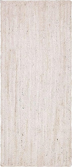Unique Loom Braided Jute Collection Area Rug - Dhaka (2' 6" x 6' 1" Runner, White)