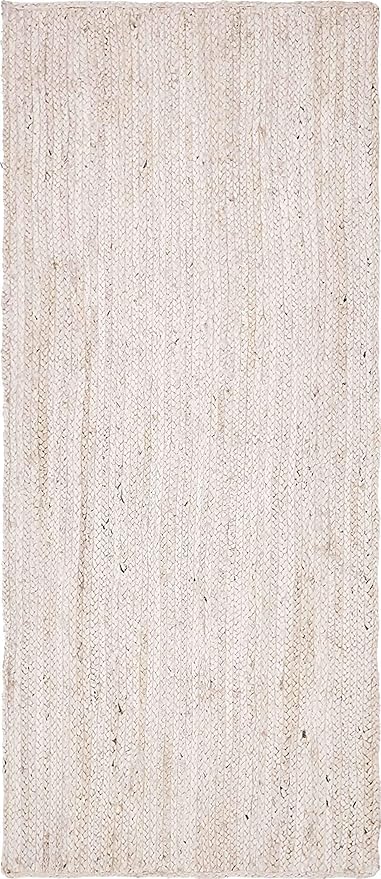 Unique Loom Braided Jute Collection Area Rug - Dhaka (2' 6" x 6' 1" Runner, White)