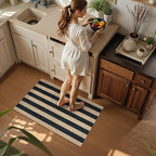 Lahome Elance Striped Easy Jute Rug, 2x3 Entryway Rug Indoor Outdoor Front Door Mat, Farmhouse Neutral Non Slip Non Shedding Washable Kitchen Mats for Floor Foyer