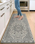 DEXI Kitchen Mats for Floor Cushioned, 23x59 Wide Runner Rug Non Slip, Waterproof Soft Comfort Standing Padded Anti Fatigue Decorative, Brown Grey