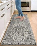 DEXI Kitchen Mats for Floor Cushioned, 23x59 Wide Runner Rug Non Slip, Waterproof Soft Comfort Standing Padded Anti Fatigue Decorative, Brown Grey