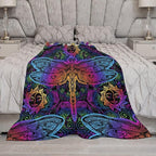 Mandala Boho Throw Blanket Colorful Dragonfly Sun Bohemian Blanket for Sofa Bed Couch Chair Or Dorm 30"x40"