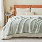 EMME Soft Sherpa Fleece Blanket Reversible Plush Fluffy Large Blanket, Light Weight Warm Decorative Boho Blanket Cover for Sofa, Couch, Bedroom,Travel(Plush Sage,108"x90")
