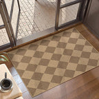 Lahome Colette Checkered Easy Jute Rug, 2x3 Entryway Rug Indoor Outdoor Front Door Mat, Farmhouse Neutral Non Slip Non Shedding Washable Kitchen Mats for Floor Foyer