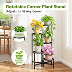 Tall Plant Stand Indoor Outdoor, Corner Metal Flower Pot Stands for Multiple Plants, 5 Tier Heavy Duty Plant Shelf for Patio Garden Balcony Living Room Bedroom - BlackDisk