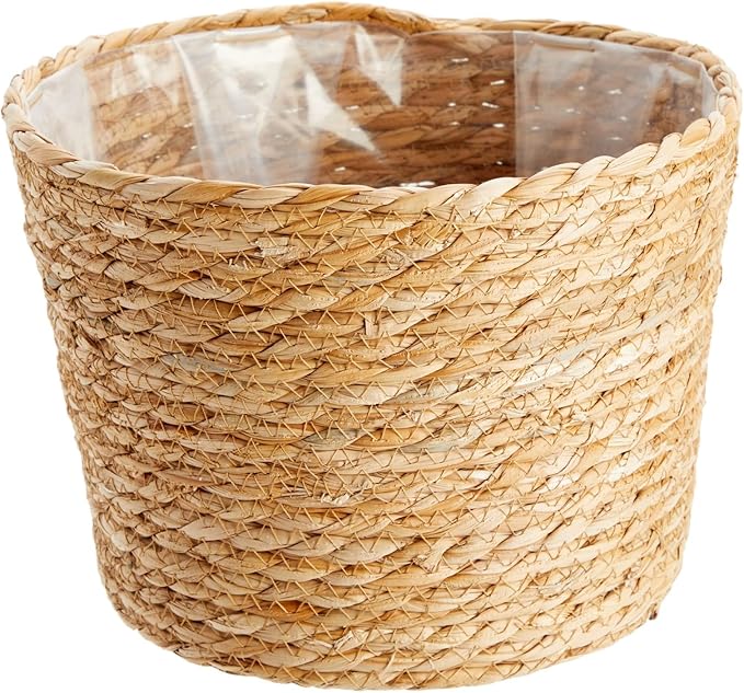 Seagrass Indoor Planter Set with Plastic Lining, 3 Small Woven Wicker Baskets for Plants, Flower (3 Sizes)