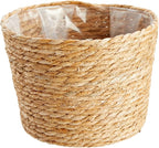 Seagrass Indoor Planter Set with Plastic Lining, 3 Small Woven Wicker Baskets for Plants, Flower (3 Sizes)