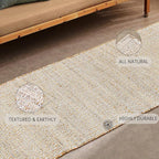 Savi Home Jute Cotton Hand Woven Area Runner Rug 2'x4.3', Natural Fibers, Rustic Farmhouse Style Rug, Vintage Bohemian Decor Rug for Bedroom, Dinning Room, Hallway, Office