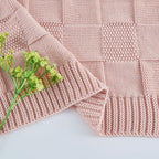 CozeCube Check Knit Throw Blanket, Pink Checkered Throw for Couch, Decorative Christmas Soft Cozy Warm Knitted Blanket for Bed Sofa Living Room, 60"X80"
