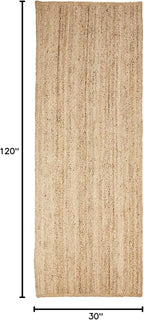 Superior Braided Jute Handwoven Indoor Runner Rug, Floor Decor for Hallway, Living Room, Dining Room, Bedroom, Office, Dorm, Kitchen, Entry, Hand-Woven Modern Farmhouse Rugs, 2' 6" x 10', Natural Tan
