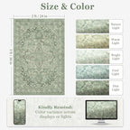 Sage Green 2x3 Washable Kitchen Rugs Non Slip, Cottagecore Cozy Ultra Thin Door Mats Indoor Entrance, Soft Vintage Medallion Entryway Rug, Small Rug for Inside Entry/Foyer/Bathroom/Bedside