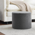 Bezseller Soft Boucle Pouf Ottoman, Comfortable Foot Rest, Full Foam Filling Footstool for Living Room, Bedroom, Lightweight Comfort and Charm Floor Poof Seating Perfect to Rest Your Feet, Grey