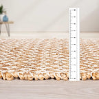 Jute Cotton Diamond Hand Woven Rug 2x3 Feet - Natural White, Farmhouse Oudoor Indoor Floor Carpet Rugs Ideal for Entryway, Kitchen, Nursary | Accent Reversible Beige Door Mat for Home Décor