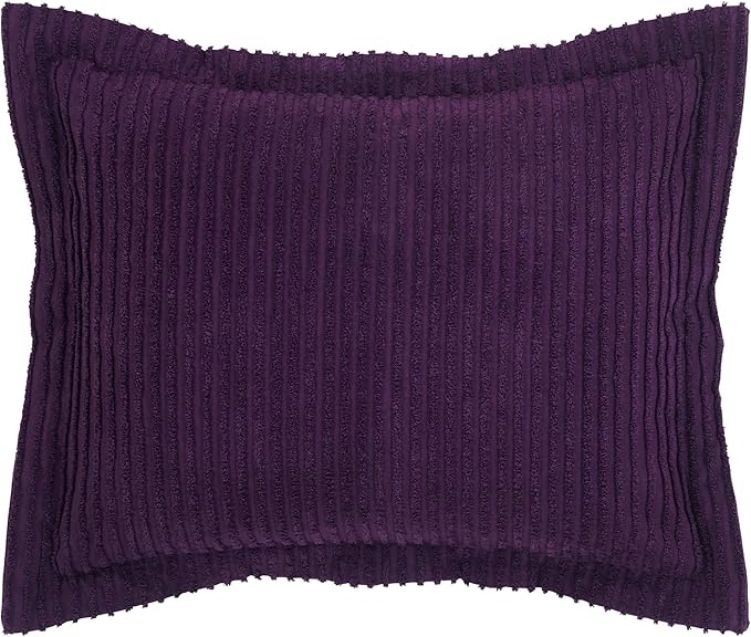 Better Trends Jullian Collection is Super Soft and Light Weight in Bold Stripes Design 100% Cotton Tufted Unique Luxurious Machine Washable Tumble Dry, Standard Sham, Plum