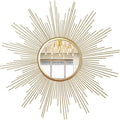 Cityelf 24'' Large Gold Sunburst Wall Mirror Boho Home Decor Round Wall Art Mirror for Living Room/Bedroom/Bathroom/Entryway