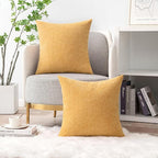 MIULEE Spring Home Decor Pack of 2 Couch Throw Pillow Covers 16x16 Inch Soft Beige Yellow Chenille Pillow Covers for Sofa Living Room Spring Home Decor Couch Solid Dyed Cases