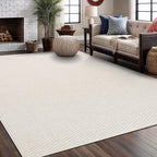 Easy Jute Rug 4x6 Indoor Outdoor Natural Rugs Solid Fiber Rug Woven Area Rug Boho Easy Clean Inside Carpet for Living Room Bedroom Dining Room Hallway or Outdoor Patio Porch (4 X 6 Bone)