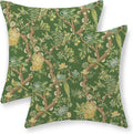 Floral Bird Pillow Covers 18x18 Set of 2 Chinoiserie Green Throw Pillow Covers Vintage Flowers Bird Decorative Pillow Cases Outdoor Chinoiserie Decor Farmhouse Cushion Case for Couch Sofa