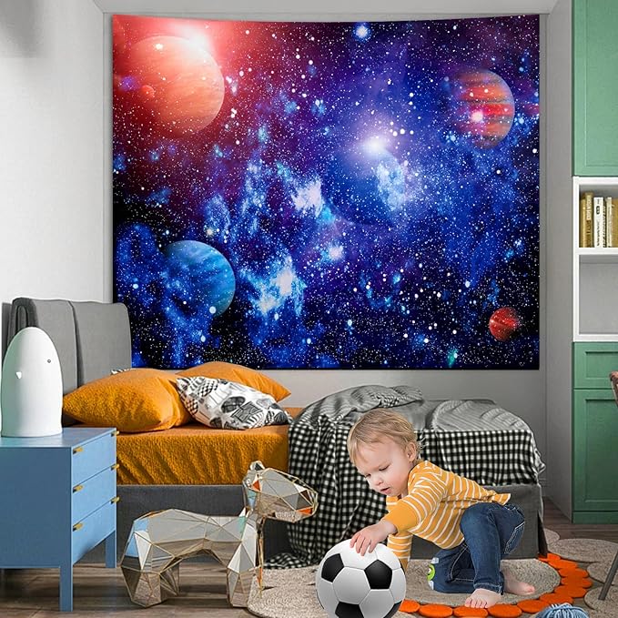 Space Tapestry for Bedroom Aesthetic Outer Space Galaxy Night Starry Sky Stars Universe Tapestry Nebula Wall Hanging Backdrop for Living Room Dorm Home Decoration (60'' x 79'')