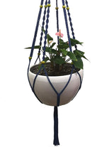 Plant Hanger Macrame Cotton 6 Legs 51 Inches in Tan and Green Color for Indoor Outdoor, Living Room, Kitchen, Deck, Patio, High and Low Ceiling with Size of 10-12 inches Without THE Pot (Navy Blue)