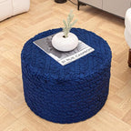 Round Pouf Ottoman 20 x 20 x 14 Inches Boho Poof Home Decor Floor Pouffe Ottoman Foot Rest for Couch Sofa Bean Bag Chairs Living Room Bedroom (Dark Blue)