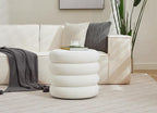 Flouki 20.1" Storage Ottoman Round, Vanity Stools for Bedroom, Velvet Pouf Ottoman with Removable Lid, Modern Ottoman Stool for Girls Women, Foot Stool for Living Room, White