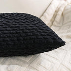 Set of 4 Black Decorative Throw Pillow Covers 22x22 Inch Corduroy Pillow Covers for Bed Couch Sofa Living Room Soft Square Cushion Cases