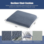 HOMBYS Tufted Furry Recliner Seat Cushion for Elderly Foam Curved Edge Large Square Seat Cushion for Recliner Chair, Floor Pillow, Office Chair, Car, No Pressure on Thighs(Grey, 20 * 18 * 3in)