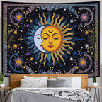 Spenlife Sun and Moon Tapestry, Celestial Couple Tapestries for Bedroom, Aesthetic Wall Decor, Starry Tapestries (60" x 44")