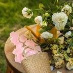 LemonRoad 2 Pcs Flower Girl Basket for Wedding Small Rustic Seagrass Basket with Handle Boho Wedding Flower Storage Farmhouse Decor for Petals Confetti Sweets Gifts 5.12 x 5.51''d (Natural Color)